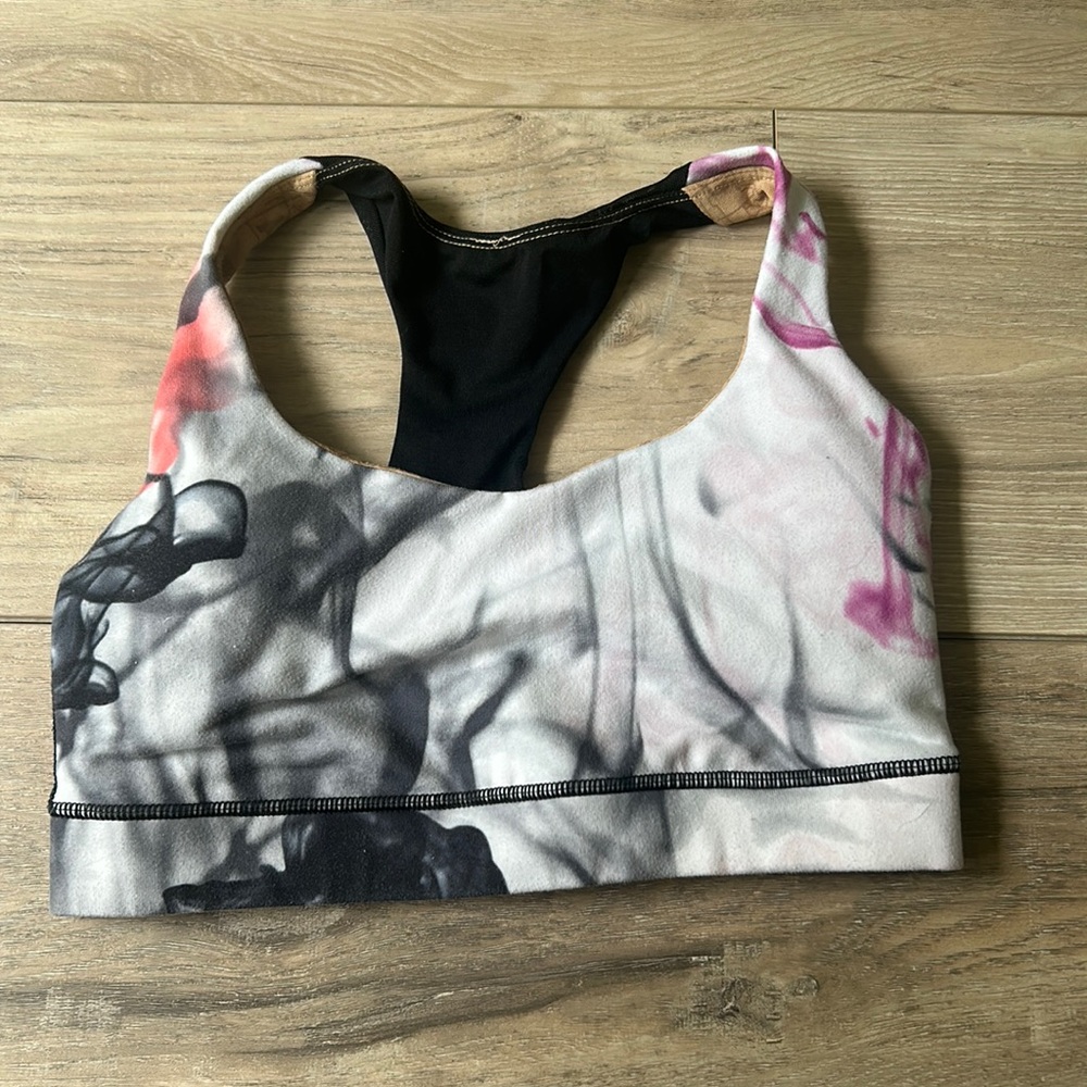 LULULEMON ALL POWERED UP BRA smokey multi color